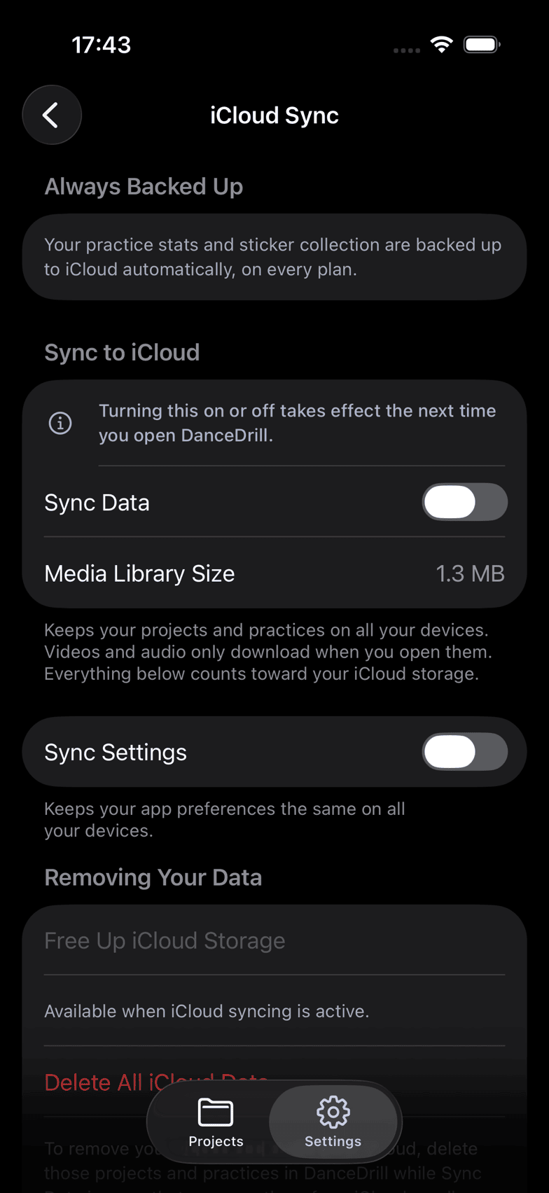 iCloud-Synchronisierungseinstellungen